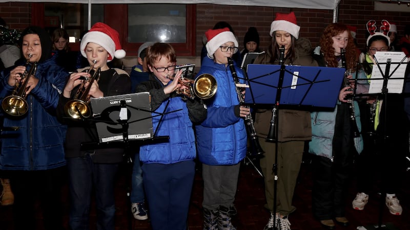 Sixth Grade students from Emily G. Johns School’s Rockin’ Christmas Band play Christmas music at the Plano Rockin’ Christmas on Friday, Dec. 1, 2023 in Plano.