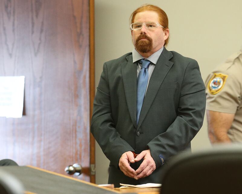 Ronald Martin Jr. is escorted into a courtroom on Wednesday, Sept. 24, 2025, at the La Salle County Government Complex in Ottawa. Martin is the suspect in the July 17 shooting in rural Sheridan.