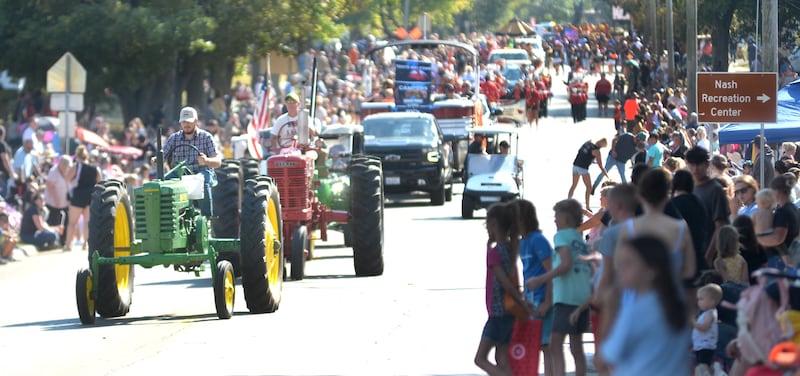 Streets along the Harvest Time Parade route were filled with spectators on this portion of S. Fourth Street (state Route 2) during the Autumn on Parade festival on Sunday, Oct. 5, 2025, in Oregon.