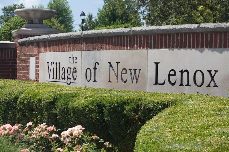 A sign for Village of New Lenox seen on Monday, June 23, 2025, in the Village Commons area.