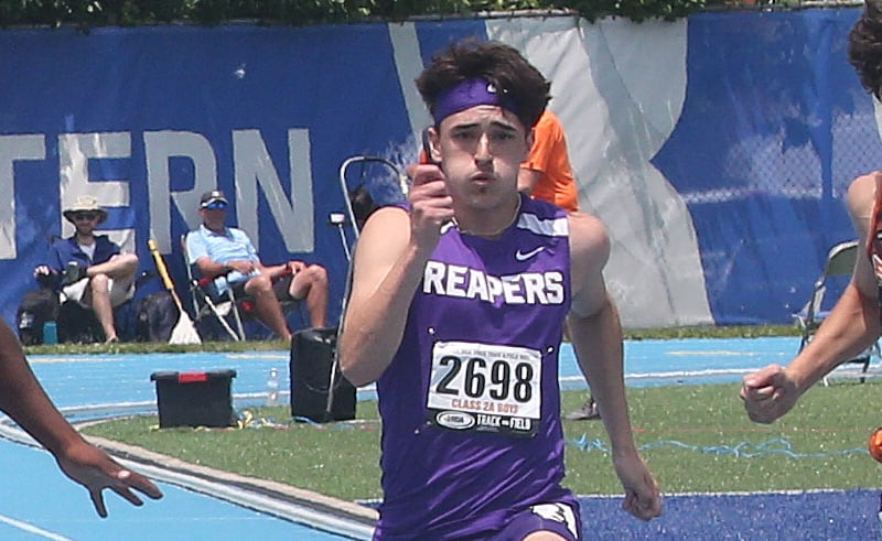 Plano's Tristan Meszaros competes in the 100 meter dash during the IHSA Class 2A Boys Track & Field State Finals on Saturday, May 31, 2025 at Eastern Illinois University in Charleston.