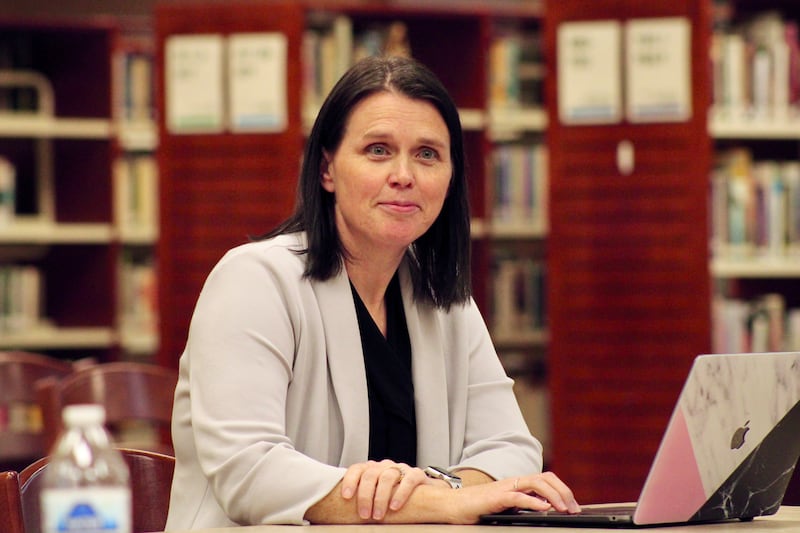 Sara Dail, assistant superintendent, provides Sterling Public Schools' board of education with a rundown on SPS University on Wednesday, Jan. 25, 2023.