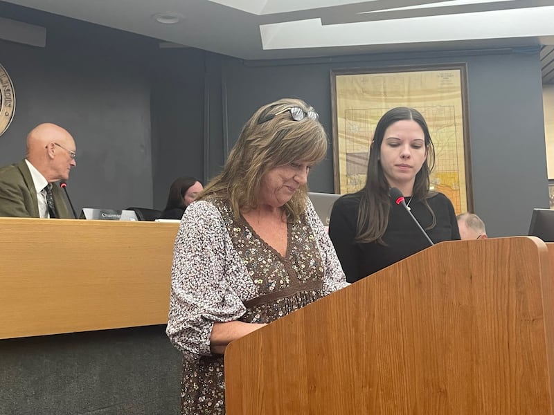 Sandra Knott (left) and Hannah Scoma urged the La Salle County Board at its Monday, Dec. 8, 2025, meeting to reconsider its prohibition on the feeding of feral cats.