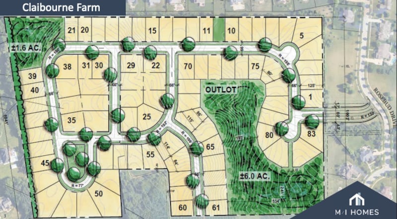 M/I Homes is proposing, 'Claibourne Farm,' 83 single-family homes on 37.9 acres of Red Gate Farm in unincorporated St. Charles Township. The developers are requesting St. Charles annex the property.