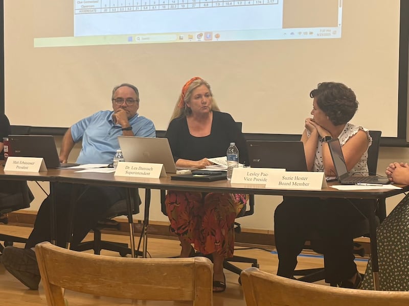 Marengo-Union Elementary School District 165 Superintendent Lea Damisch speaks during the Board of Education meeting on Sept. 23, 2025.