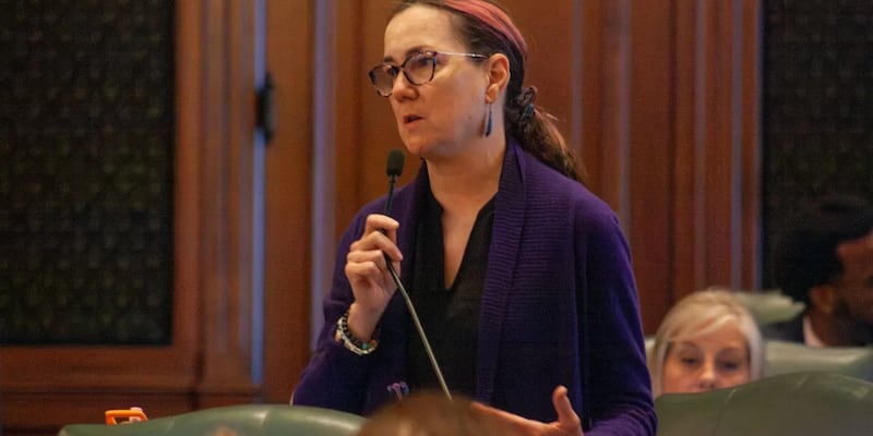 State Rep. Kelly Cassidy, D-Chicago, on the House floor in April 2026.