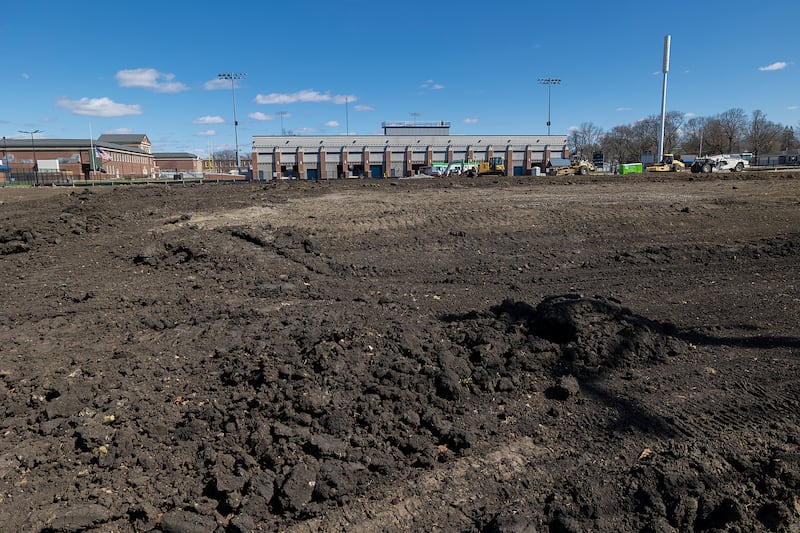 Construction on the Sterling High School sports complex continues Friday, March 27, 2026.