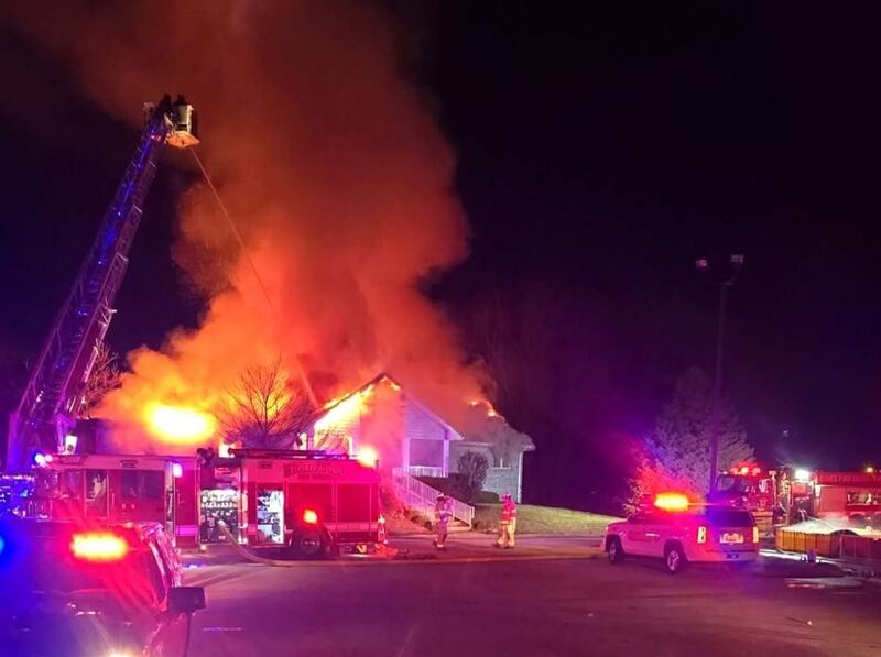 Multiple fire departments battle a fire at High Point Golf Course Clubhouse in Essex on Feb. 26, 2025.