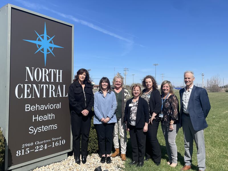 Teen Showcase organizers met recently with a representative from the Starved Rock Country Community Foundation. Pictured (from left) are Jodi Mahoney, North Central Behavioral Health Systems president; Jenny Barrie and Leslie Dougherty of the La Salle County Health Department; Ellen Vogel of OSF HealthCare; Noelle Sliker, NCBHS vicepresident; Tracie Mazzorana, NCBHS community relations coordinator/prevention specialist and Teen Showcase coordinator, and Fran Brolley, Starved Rock Country Community Foundation president.