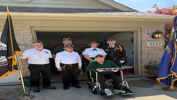 Color guard joins in 100th birthday celebration for lifelong Downers Grove resident John Mochel