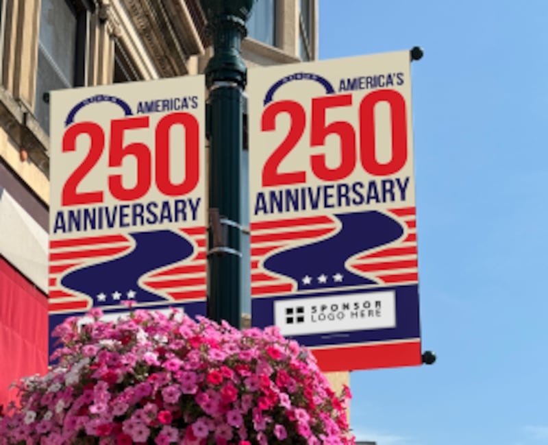 A look at the design of the Dixon banners that celebrate America's 250 birthday.