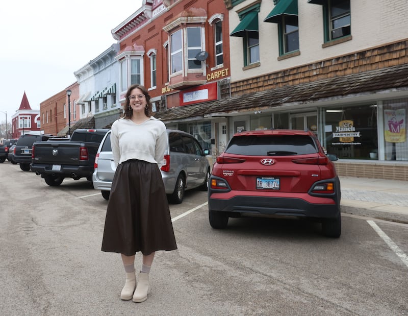 Madeline Piller, president/CEO of the Mendota Area Chamber of Commerce, poses for a photo on Illinois Avenue on Friday, Jan. 9, 2026 in Mendota.