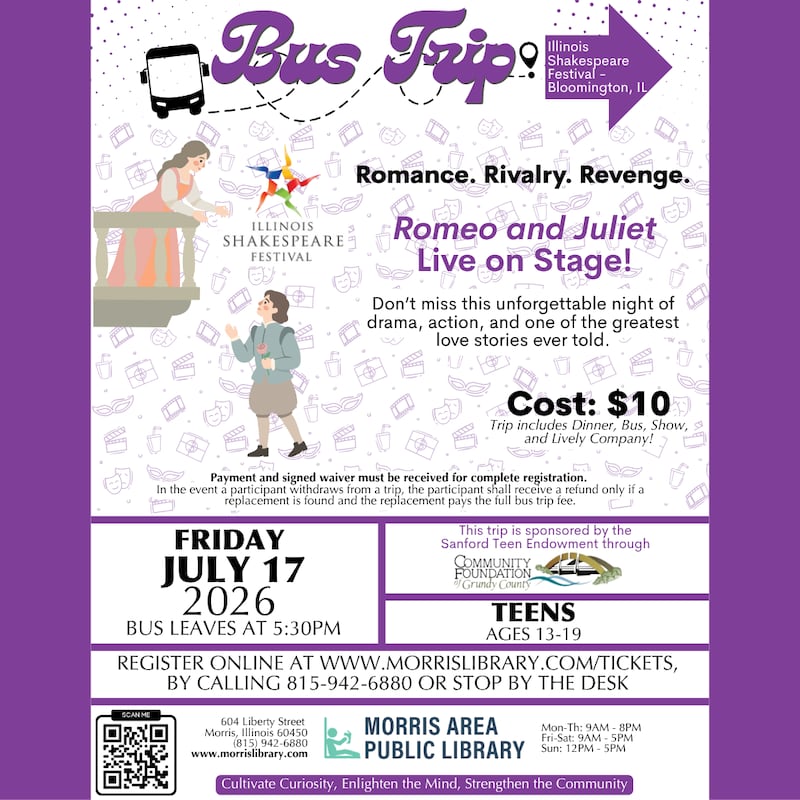 Morris Library Teen Trip to "Romeo and Juliet" — $10, July 17