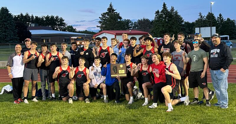 Members and coaches of the Forreston-Polo track team won the 1A Oregon Sectional at Landers-Loomis Field on Friday, May 23, 2025.