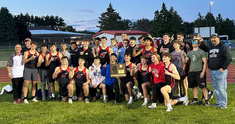 Members and coaches of the Forreston-Polo track team won the 1A Oregon Sectional at Landers-Loomis Field on Friday, May 23, 2025.