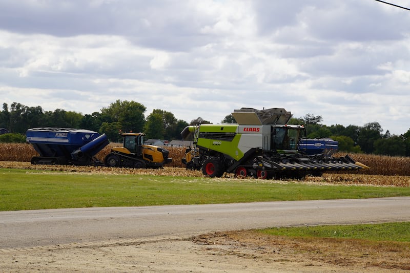 A harvest operation sets up in Hillcrest on Wednesday, Sept. 24, 2025. Harvest began in Ogle County in mid-September.