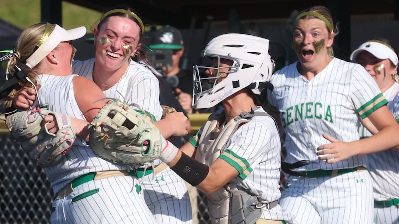 Seneca’s Hayden Pfeifer blanks Brimfield to help Fighting Irish advance to 2A state softball finals