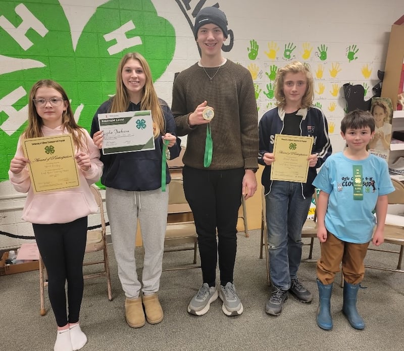 Pictured are Hazel Friday, Lydia Sherburne, David Wehler, David Bagwell and Finn Slattery.