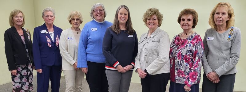 Honorary Chapter Regent of the Peoria Chapter, Carolyn Kraft, (left) installed the 2025-2027 officers of the Chief Senachwine Chapter at the May meeting. Next to Mrs. Kraft is Jean Galetti, Regent; Sandy Miller, Vice Regent; Carol Byrd, Recording Secretary; Barb Peterson, Corresponding Secretary; Adelaide Flanigan, Treasurer; Sharon Bittner, Registrar; and Paula Briggs, Historian/Librarian. Chaplain Florence Finfgeld was unable to attend.