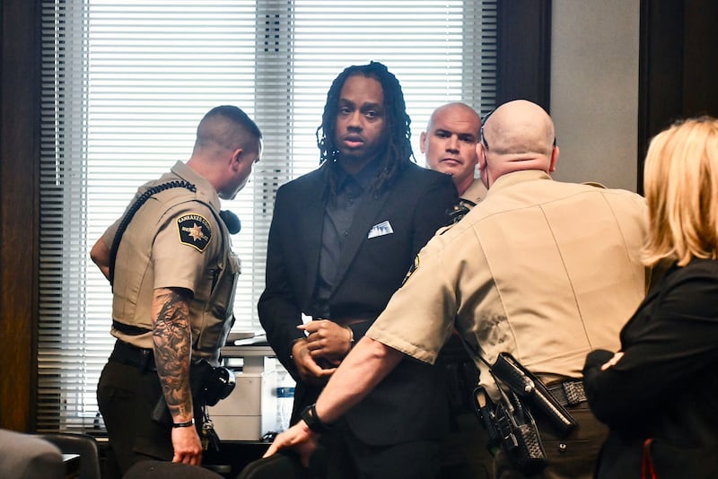 Darius Sullivan is taken into custody by Kankakee County Sheriff’s deputies after the jury found him guilty on all counts Sept. 26 at the conclusion of his trial at the Kankakee County Courthouse. Sullivan is scheduled to be sentenced Jan. 21, 2025.