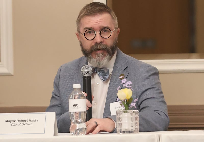 Ottawa mayor Rob Hasty speaks during the Illinois Valley Chamber of Commerce State of the Cities Luncheon on Thursday, April 23, 2026 at Grand Bear Lodge at Starved Rock in Utica.