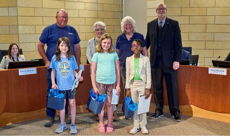 The Village of Montgomery Beautification Committee challenged local students to think broadly, capturing “environmental awareness” through art in an Arbor Day Poster Contest. The winners were honored at Village Hall.