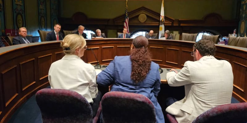 Officials from the Department of Central Management Services testify before the legislative Commission on Government Forecasting and Accountability about expected cost increases next year in the state employee group health insurance system.