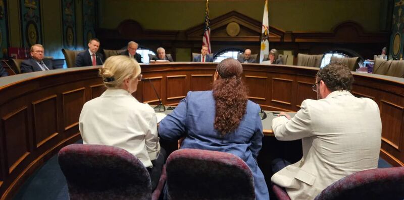 Officials from the Department of Central Management Services testify before the legislative Commission on Government Forecasting and Accountability about expected cost increases next year in the state employee group health insurance system.