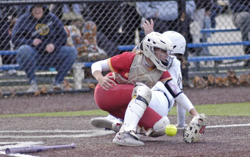 Bree Taylor scores Sterlings winning run against Rock Island The game took place at the SHS Softball Complex at Sterling High School on Thursday, April 3, 2025.