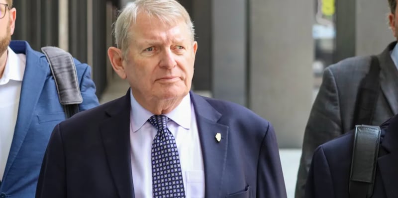 Longtime Springfield lobbyist Mike McClain, a former close friend and advisor to ex-Illinois House Speaker Michael Madigan, leaves the Dirksen Federal Courthouse on Thursday, July 24, after receiving a two-year prison sentence.