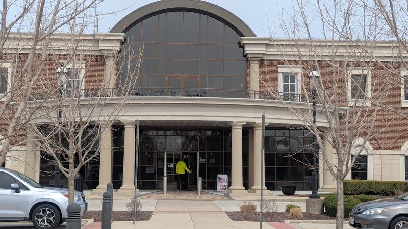 A person walks inside Plainfield Village Hall on Tuesday, April 1, 2025. Plainfield Village Hall served as a polling place on Tuesday.