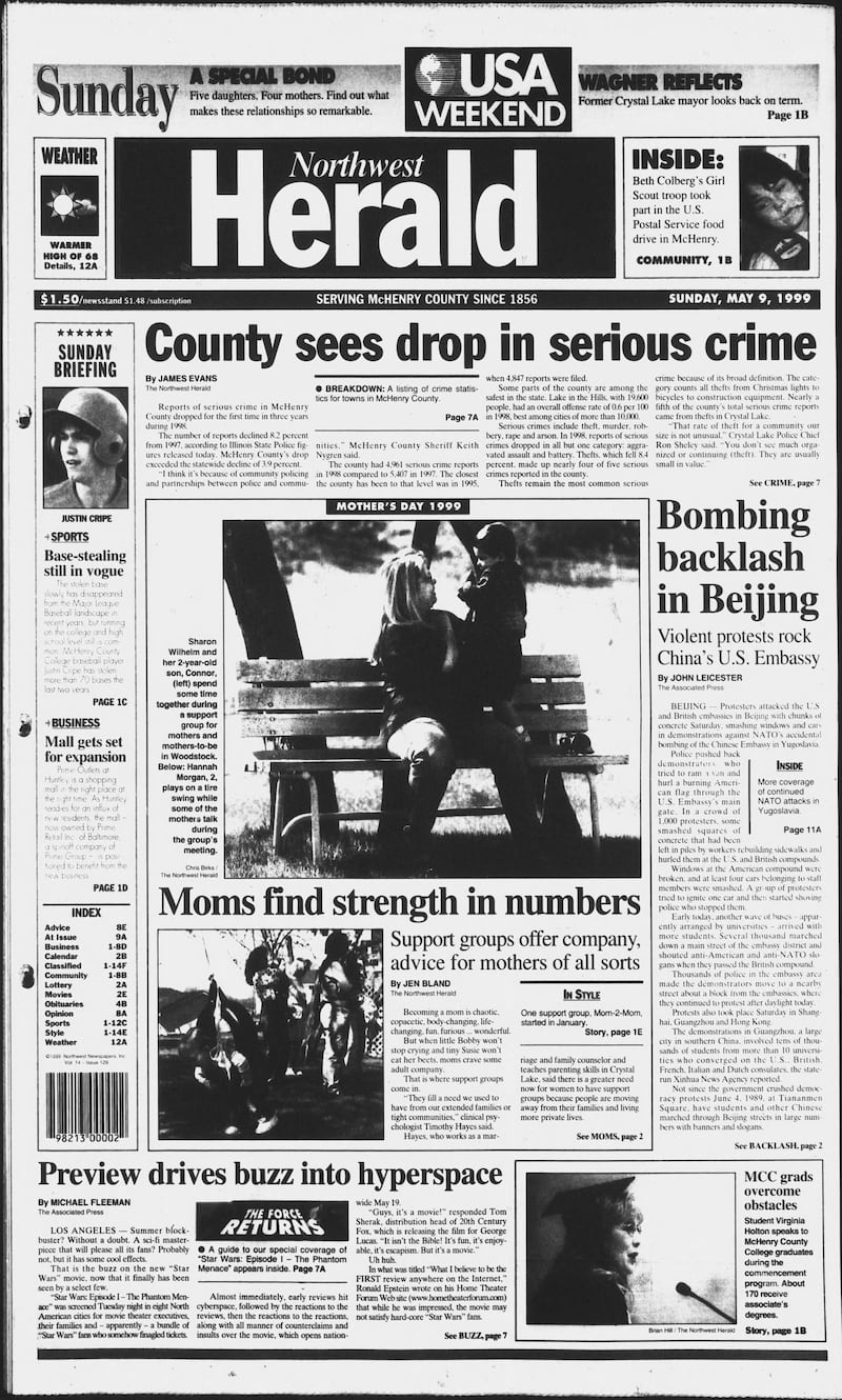 The cover of the Northwest Herald for May 9, 1999