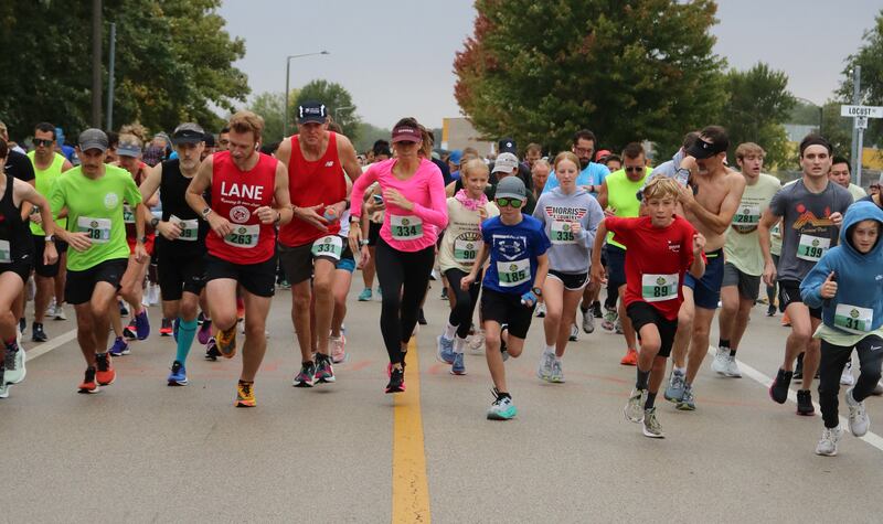 Runners leave the start line at Morris Hospital’s 2024 Corn Fest 5K Run. This year’s race takes place on Sept. 27.