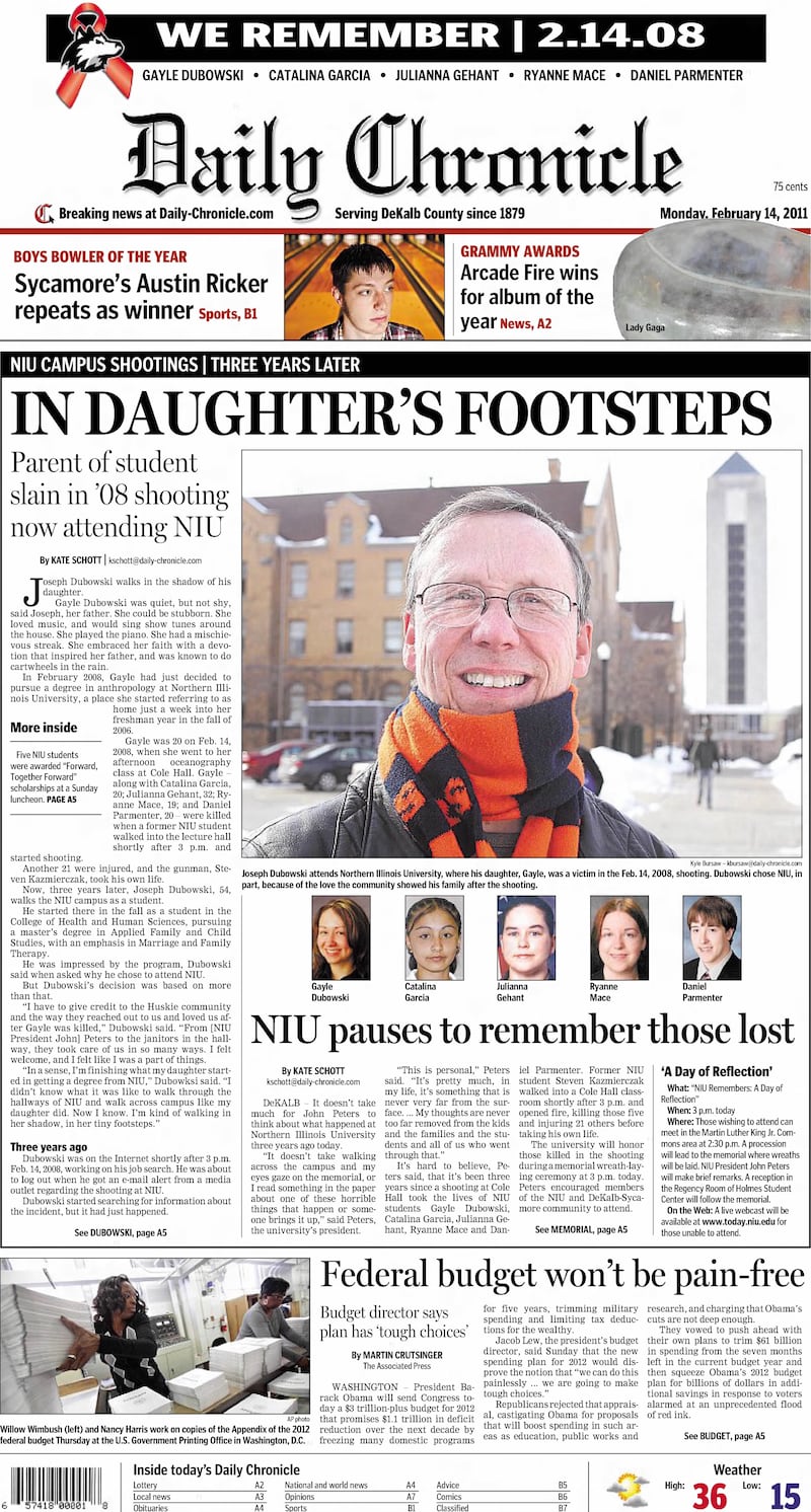 The cover of the Daily Chronicle for Feb. 14, 2011
