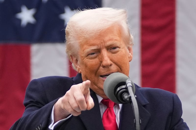 FILE - President Donald Trump speaks during an event to announce new tariffs in the Rose Garden at the White House, Wednesday, April 2, 2025, in Washington. (AP Photo/Mark Schiefelbein,File)