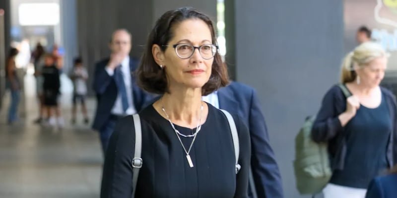 Former Commonwealth Edison CEO Anne Pramaggiore walks out of Chicago’s Dirksen Federal Courthouse on Monday, July 21, after being sentenced to two years in prison and a $750,000 fine in connection to a bribery scheme centered on former Illinois House Speaker Michael Madigan.