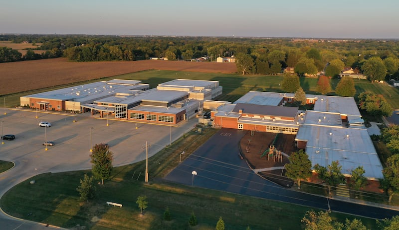 An aerial view of JFK School on Wednesday, Sept. 17, 2025 in Spring Valley.