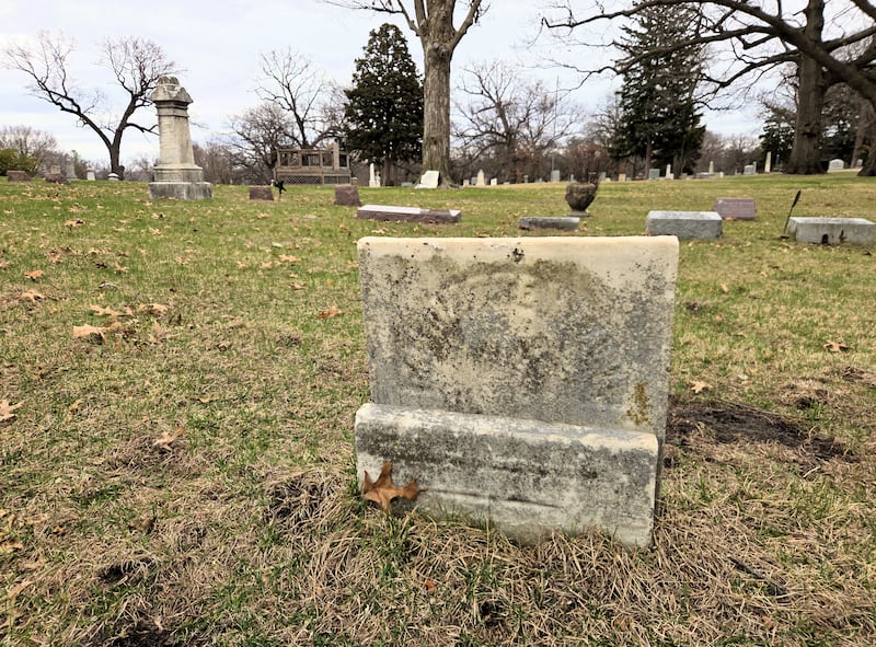 Charlotte Means’s lonely, weathered gravestone stands in the oldest part of Oakwood Cemetery.