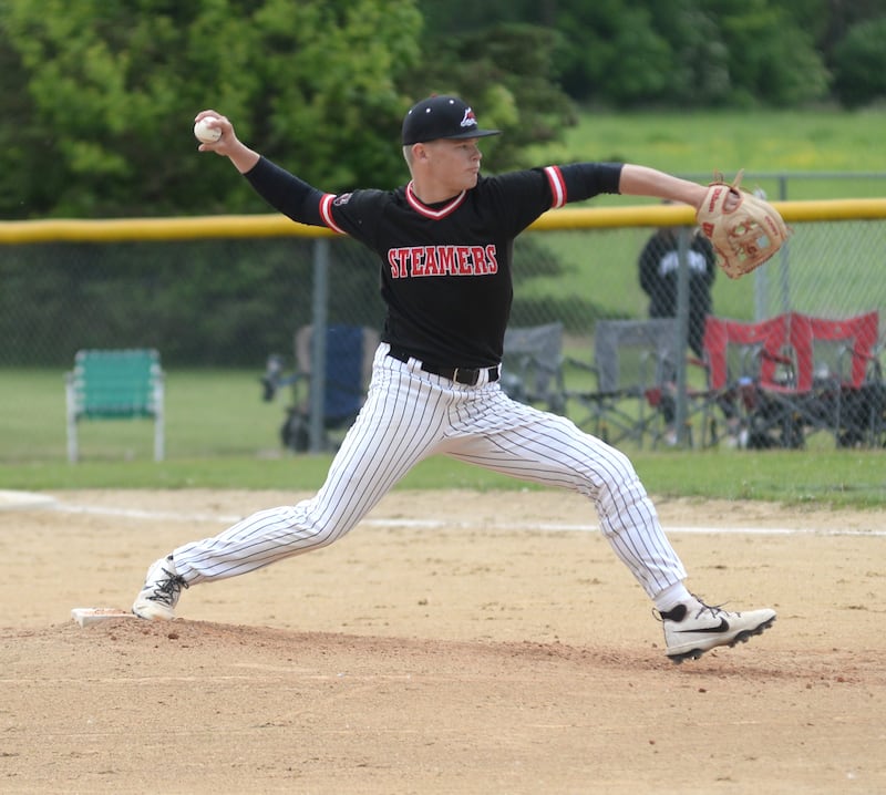 Fulton's Dom Kramer pitches against Forreston at the 1A Amboy Regional on Saturday, May 24, 2025.