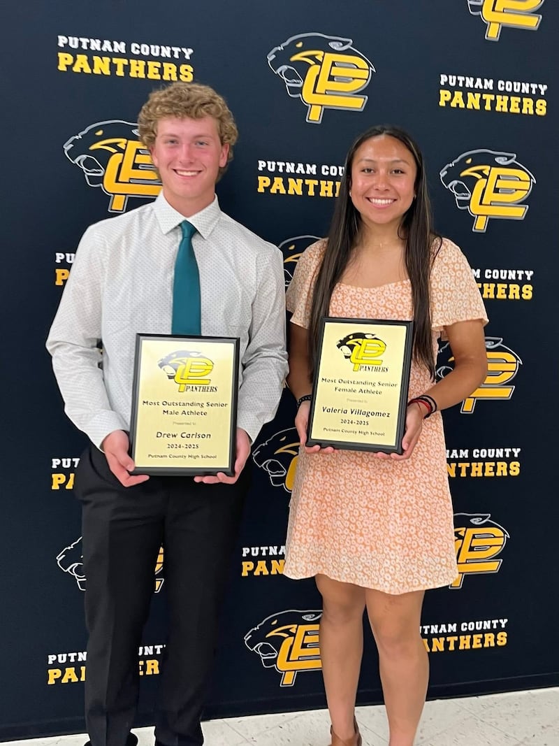 Drew Carlson and Valleria Villagomez have been named as the 2024-25 Putnam County High School Athletes of the Year.