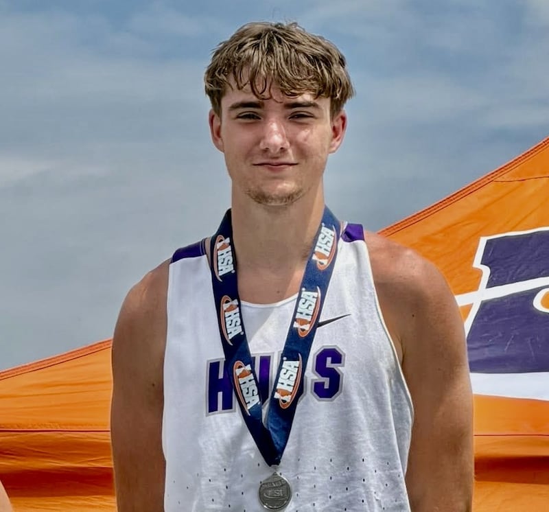Rochelle's Andrew Nuyen medaled in second place with a height of 5.35 meters (17 feet 6 1/2 inches) during the Class 2A pole vault competition at the IHSA state finals in Charleston.