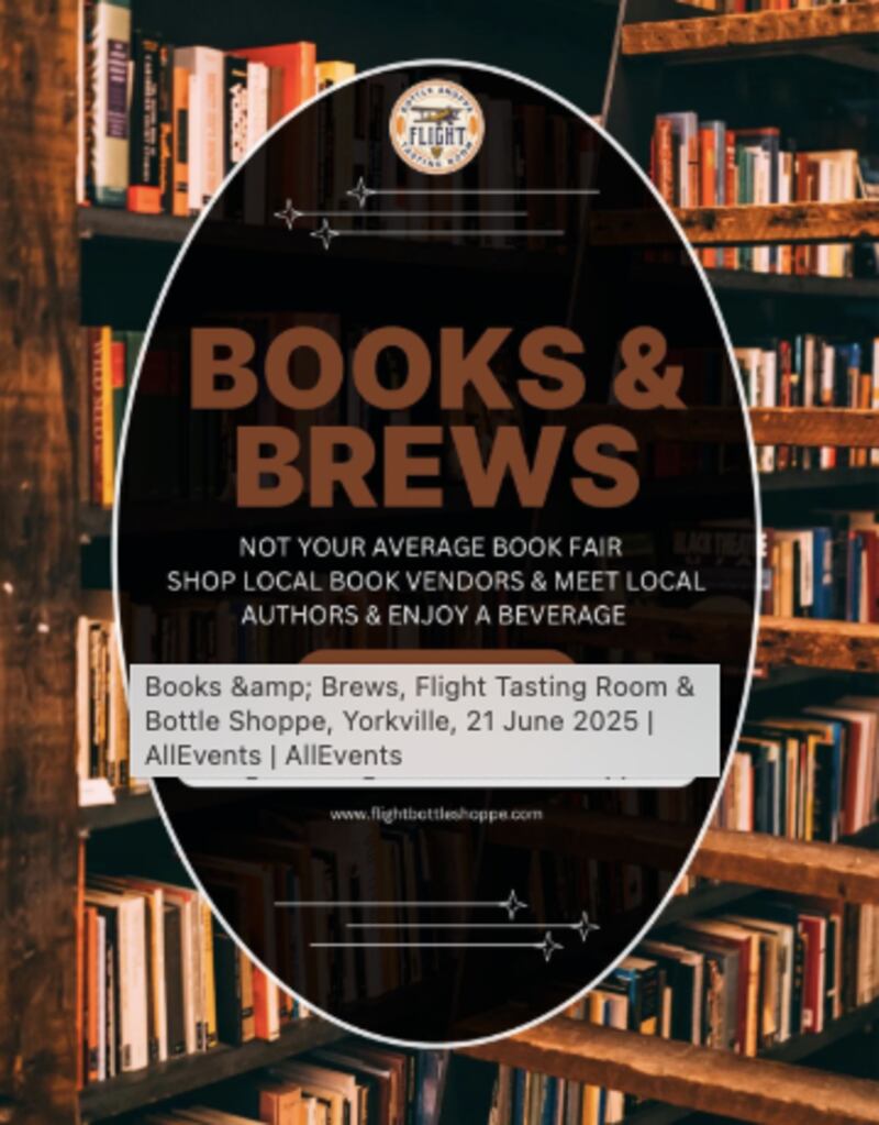 Local authors are discussing their works over some suds during Books & Brews at Flight Tasting Room and Bottle Shoppe in Yorkville.