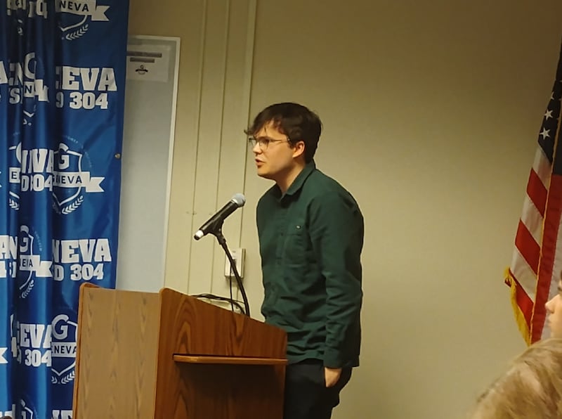 Travis Rein, a 2016 Geneva High School graduate, spoke at the Tuesday, May 27, 2025 D304 school board meeting, asking officials to keep German as one of its world language offerings.