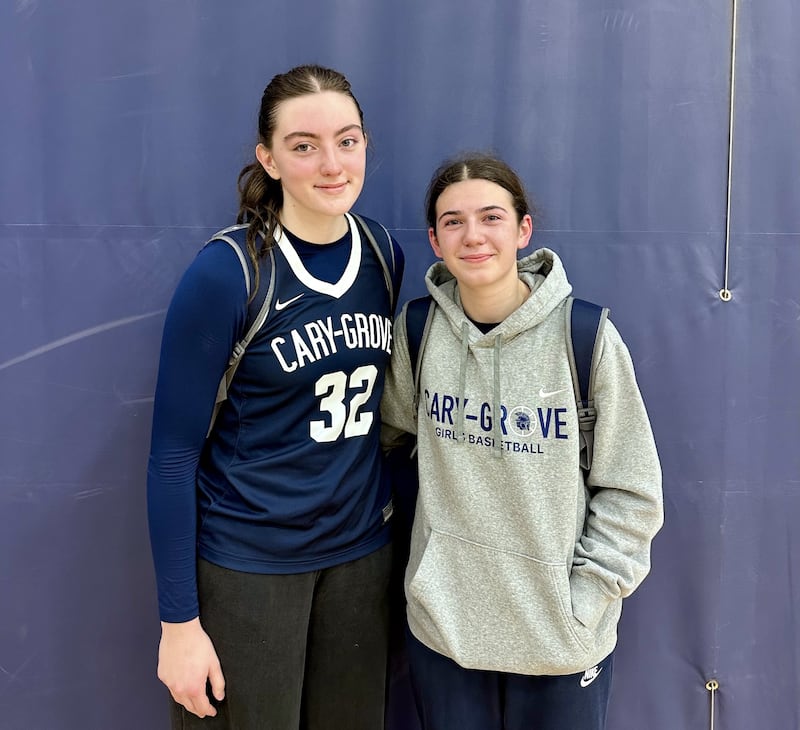 Olivia Leuze (left) recorded 10 points and 6 rebounds, while Kennedy Manning (right) scored a team-high 13 to lead Cary-Grove during Thursday's IHSA 3A Regional Championship game against Boylan.