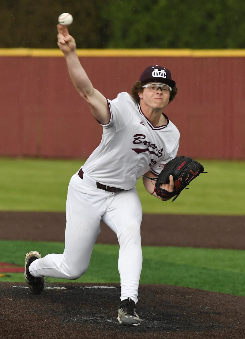 Montini pitcher Blake Heyer delivers a pitch against St. Francis during Tuesday’s game in Lombard.