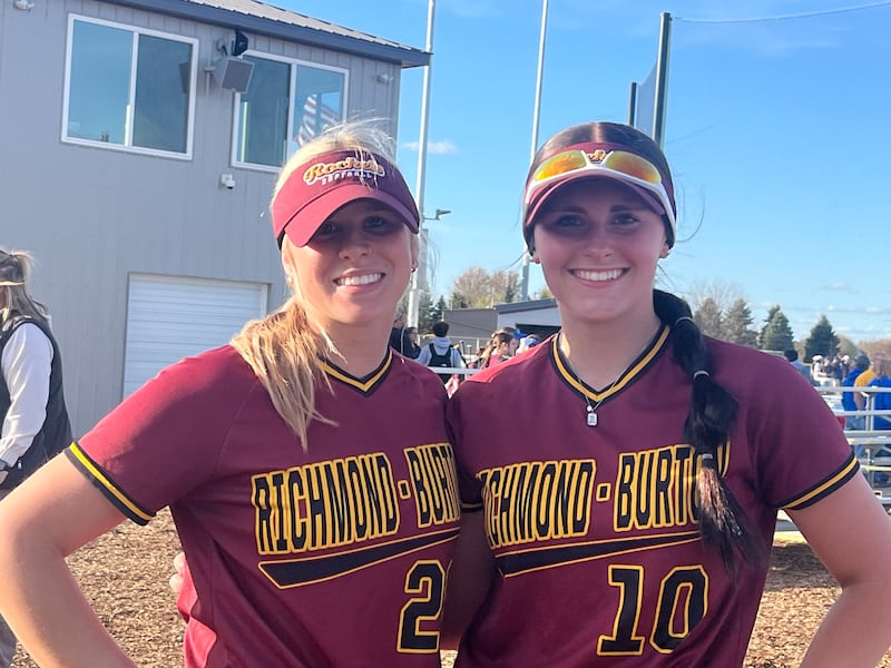 Richmond-Burton's Madison Kunzer (left) and Hailey Holtz