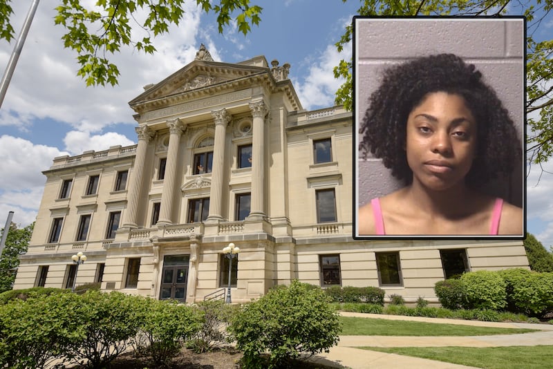Gabrielle N. Davis, 19, of Creston, has been charged with one count of robbery, a Class 2 felony, according to DeKalb County Court documents. (Inset photo provided by the DeKalb County Jail)