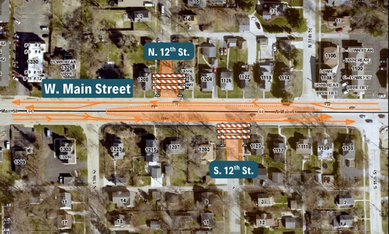 Traffic delays are expected though the weekend along Illinois Route 64 as the city of St. Charles works on a water main break.