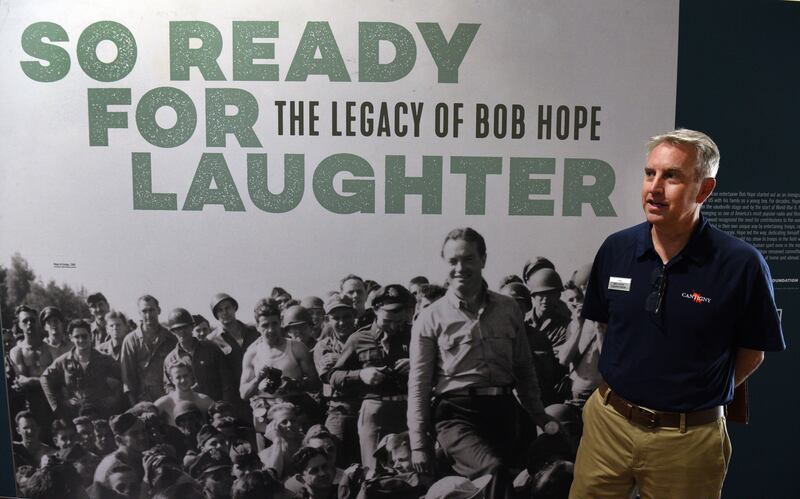 Executive Director Matt LaFond talks about the “So Ready for Laughter: The Legacy of Bob Hope” exhibit during a preview at Cantigny on Thursday, Sept. 18, 2025 in Wheaton.