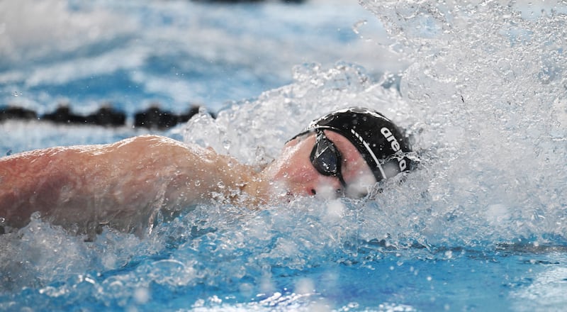 McHenry’s Robbie Rosenbaum swims the 200-yard freestyle during the boys state swimming and diving finals at the FMC Natatorium on Saturday, Feb. 28, 2026 in Westmont.